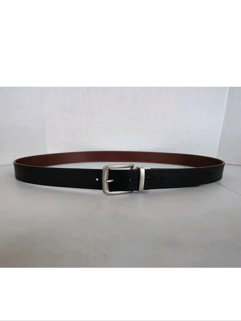 Timberland Belt Mens Size 44 Reversible Black Brown Silver Tone Buckle-#X44